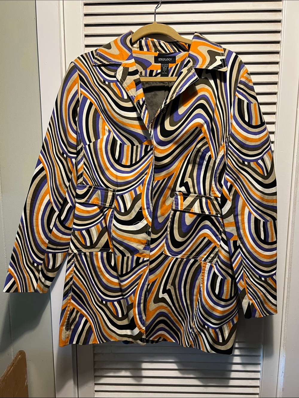 Ideology Swirl-Print Blazer in Orange, Black & Purple